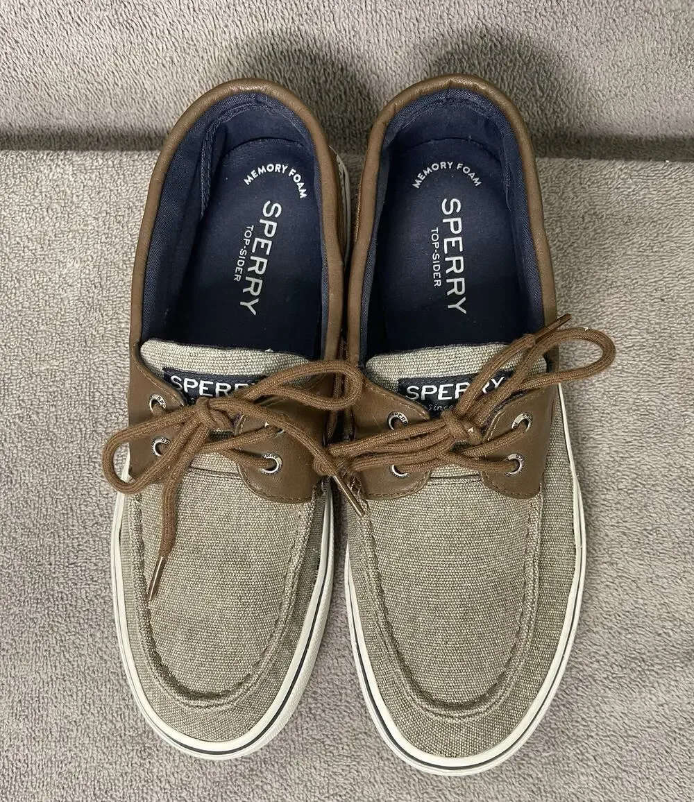 SPERRY Top Sider Men's Halyard Shoes Chambray Chocolate Boat Shoes Size 9.5
